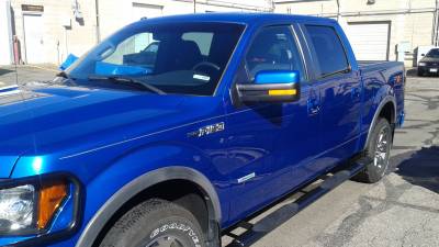 Raptor Series 4 inch oval step bars on a Ford F150